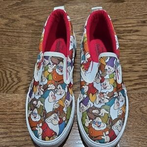 Disney Roundup Womens Slip-On Sneakers - Colorful Dwarfs Design